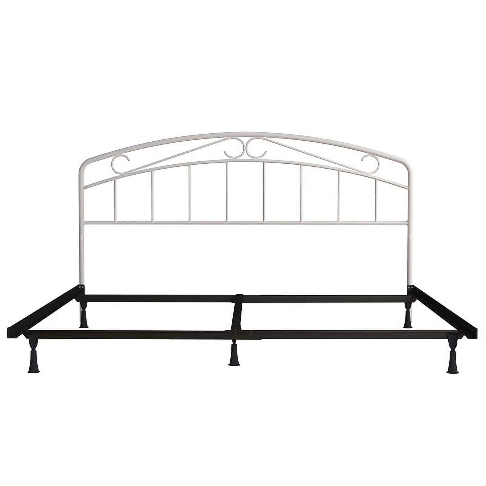 Hillsdale Furniture Jolie Arched Scroll Metal King Headboard in Textured White with Black Metal Bed Frame