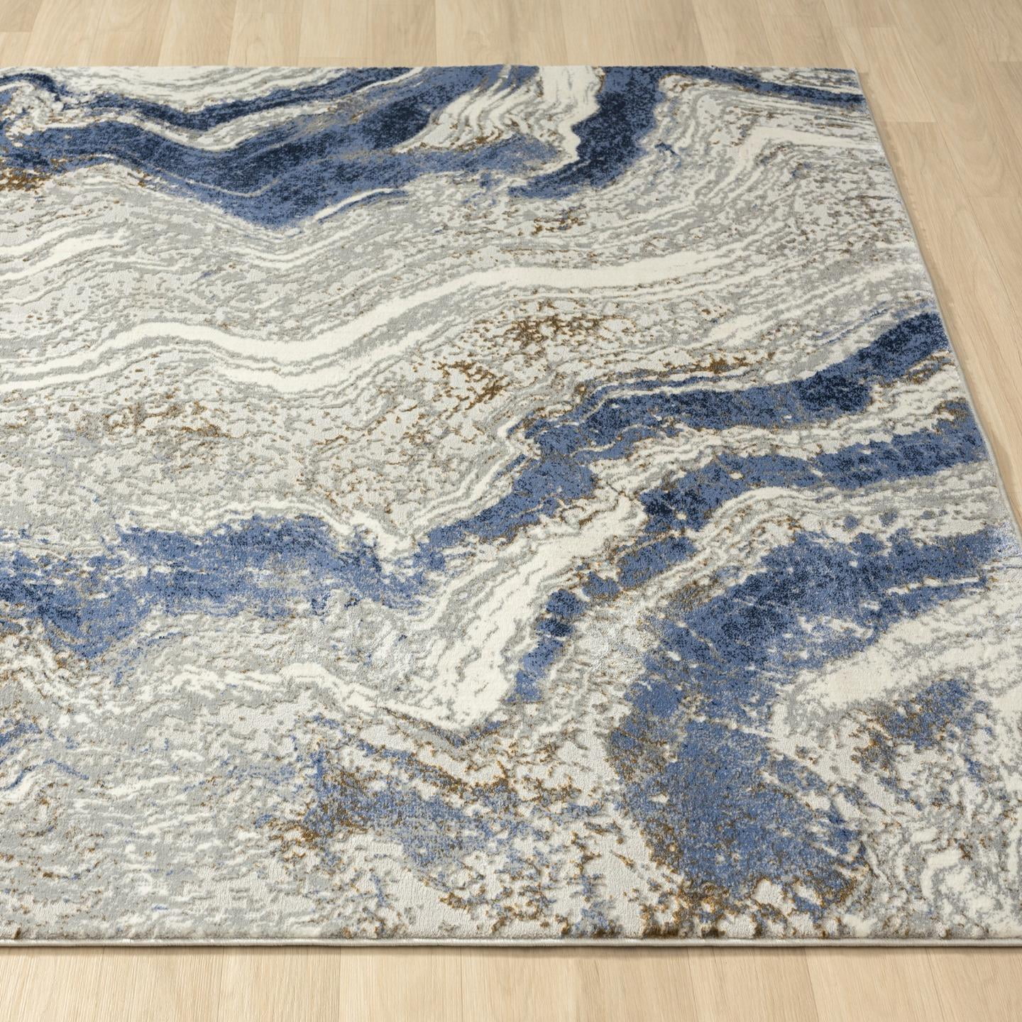 Luxe Weavers Marble Collection Blue 8x10 Artistic Abstract Area Rug