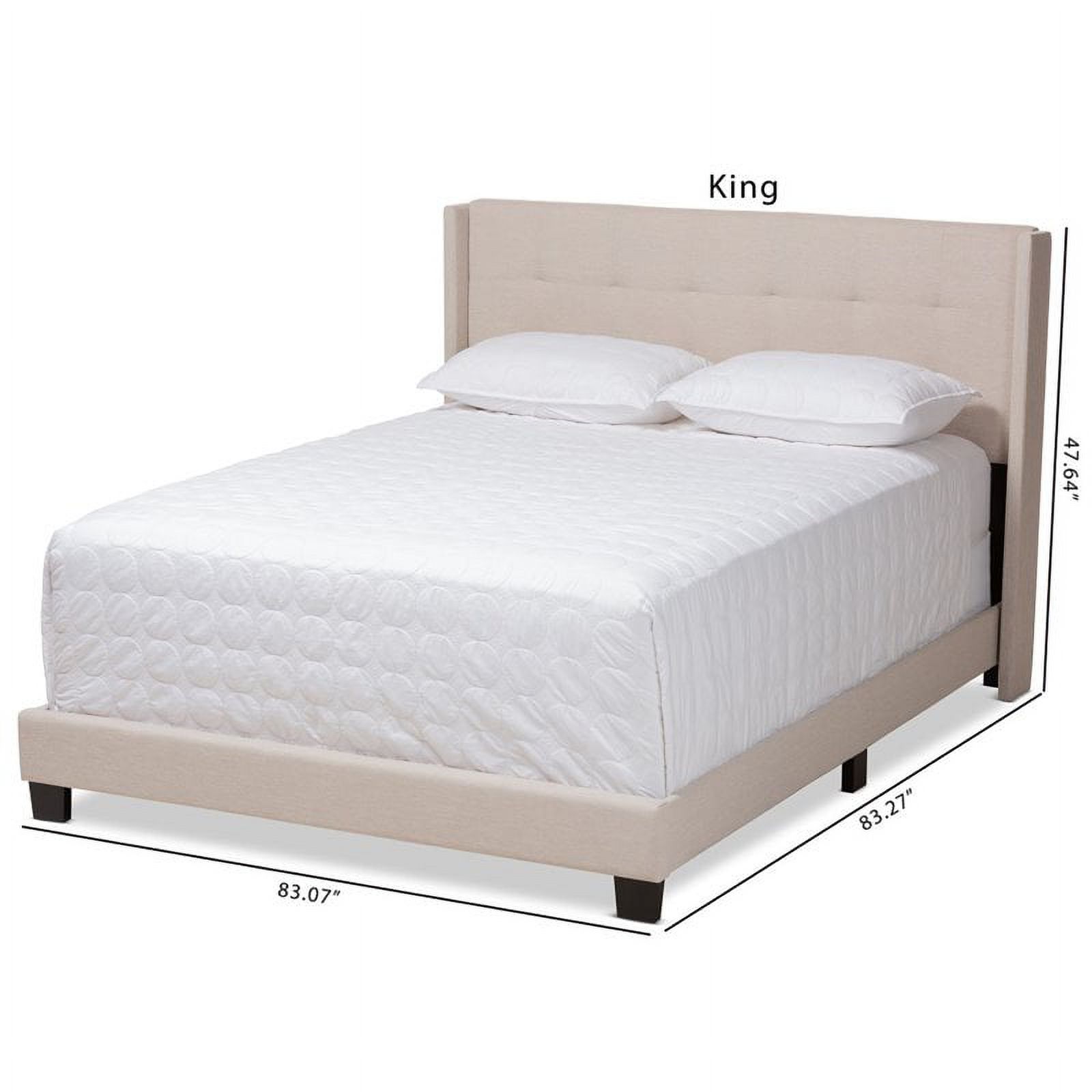 Bowery Hill Upholstered Fabric Tufted King Bed in Beige