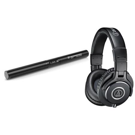 MKE 600 Shotgun Microphone with Audio Technica M40x Pro Monitor Headphones
