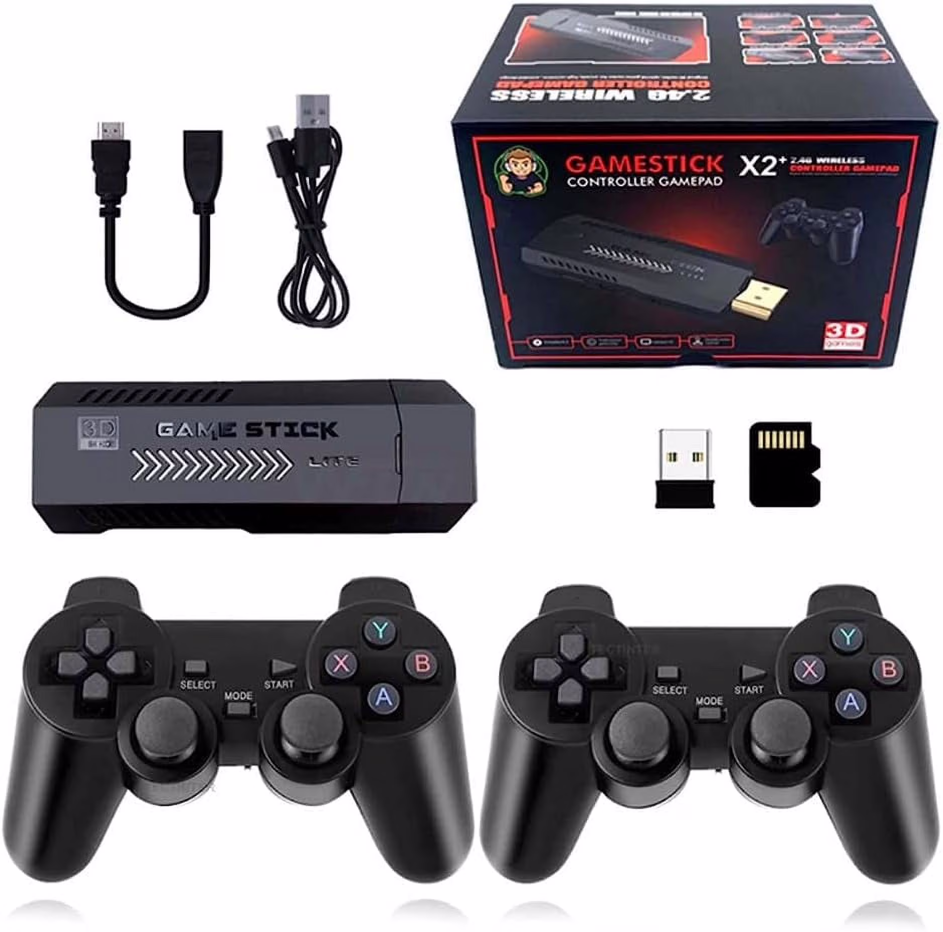 Wireless Retro Games Console,X2 Plus Game Stick Retro Console Double Wireless Controller,40000+ Games,128GB