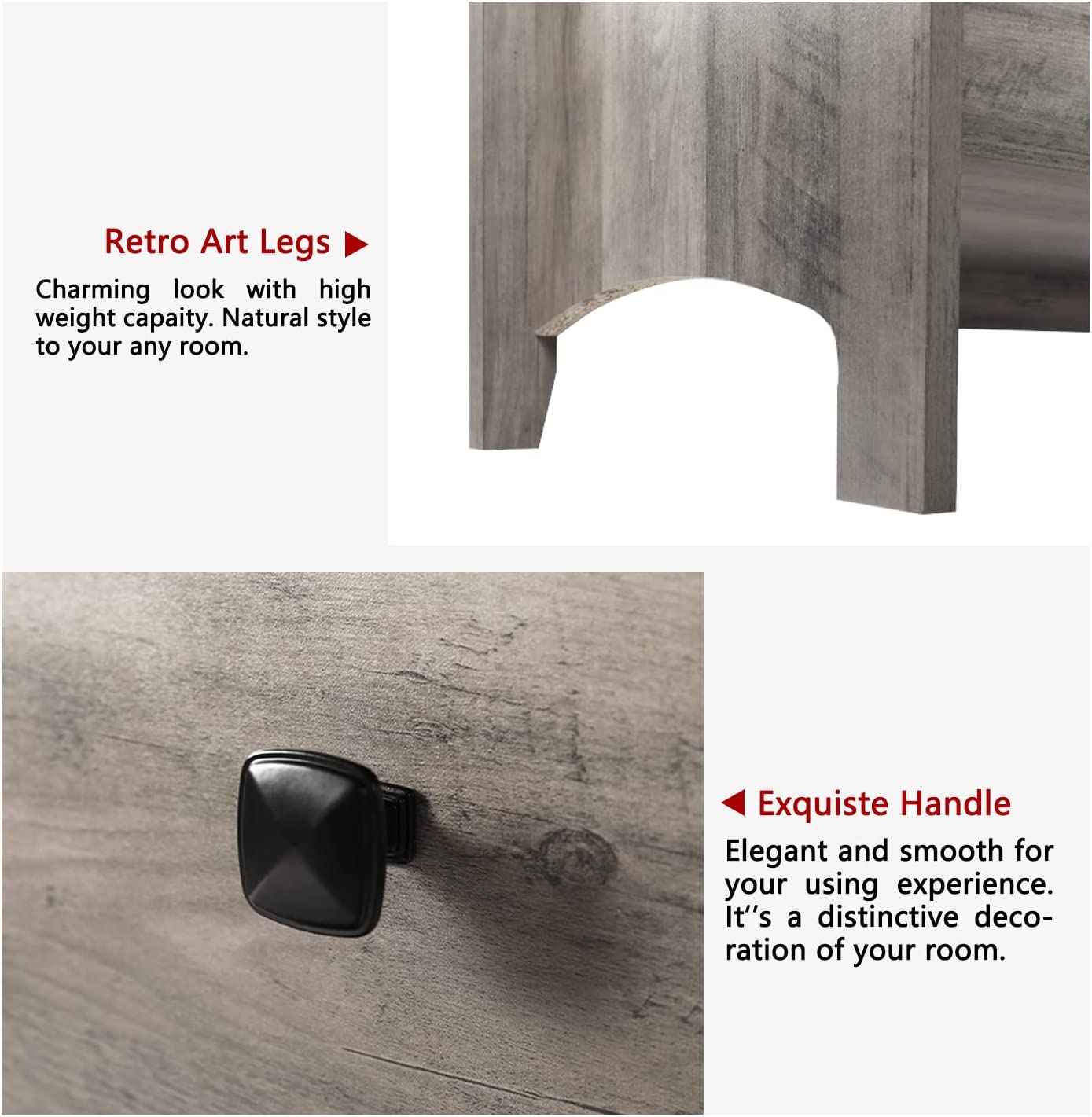 Dresser and Nightstand Sets - 3 Pieces Bedroom Set with 7 Drawer Dresser and 1 Drawer Nightstands, Wood Double Dresser, Brown Wood Grain