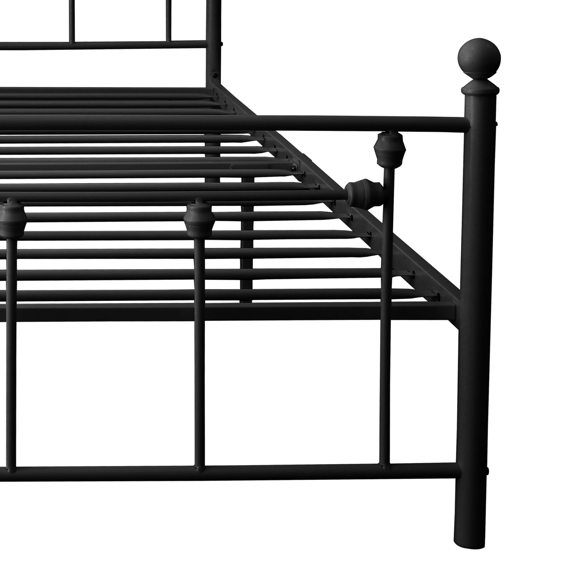 RegalRest Black Metal Bed Frame with Elegant Headboard and Footboard