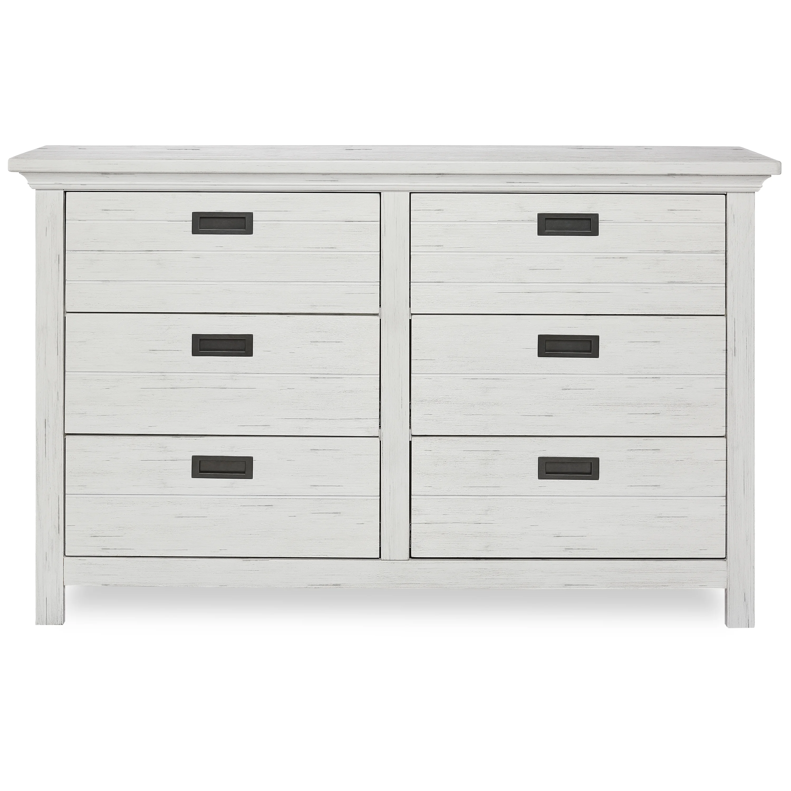 Evolur Waverly 6 Drawer Double Dresser, Weathered White