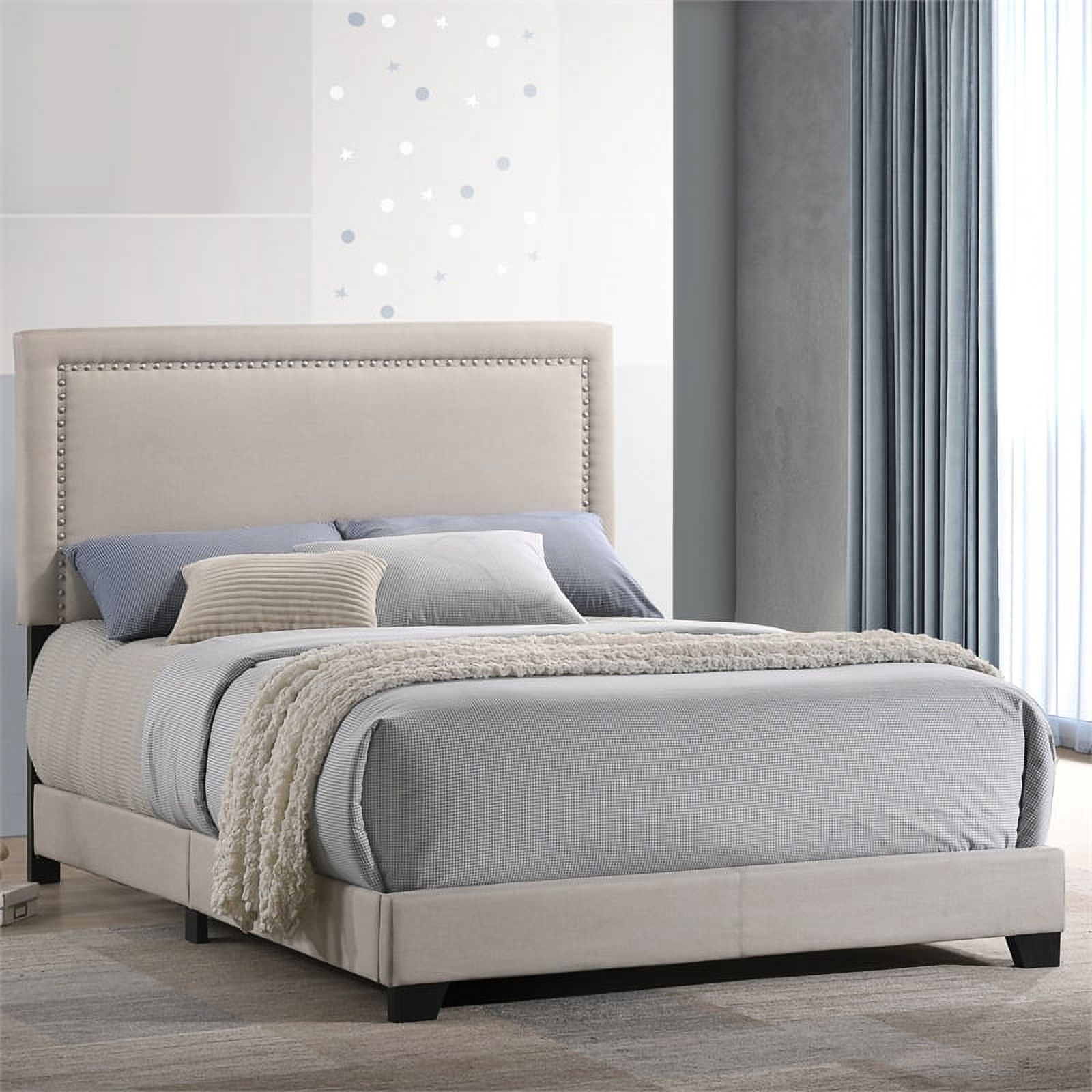 Intercon Furniture Zion Modern Fabric Full Upholstered Bed in Zion Fog Beige
