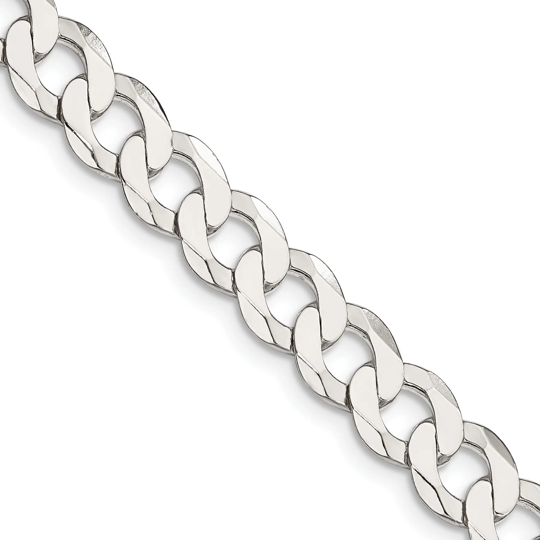 Carat in Karats Sterling Silver 8mm Flat Curb Chain Necklace 16 Inch Length