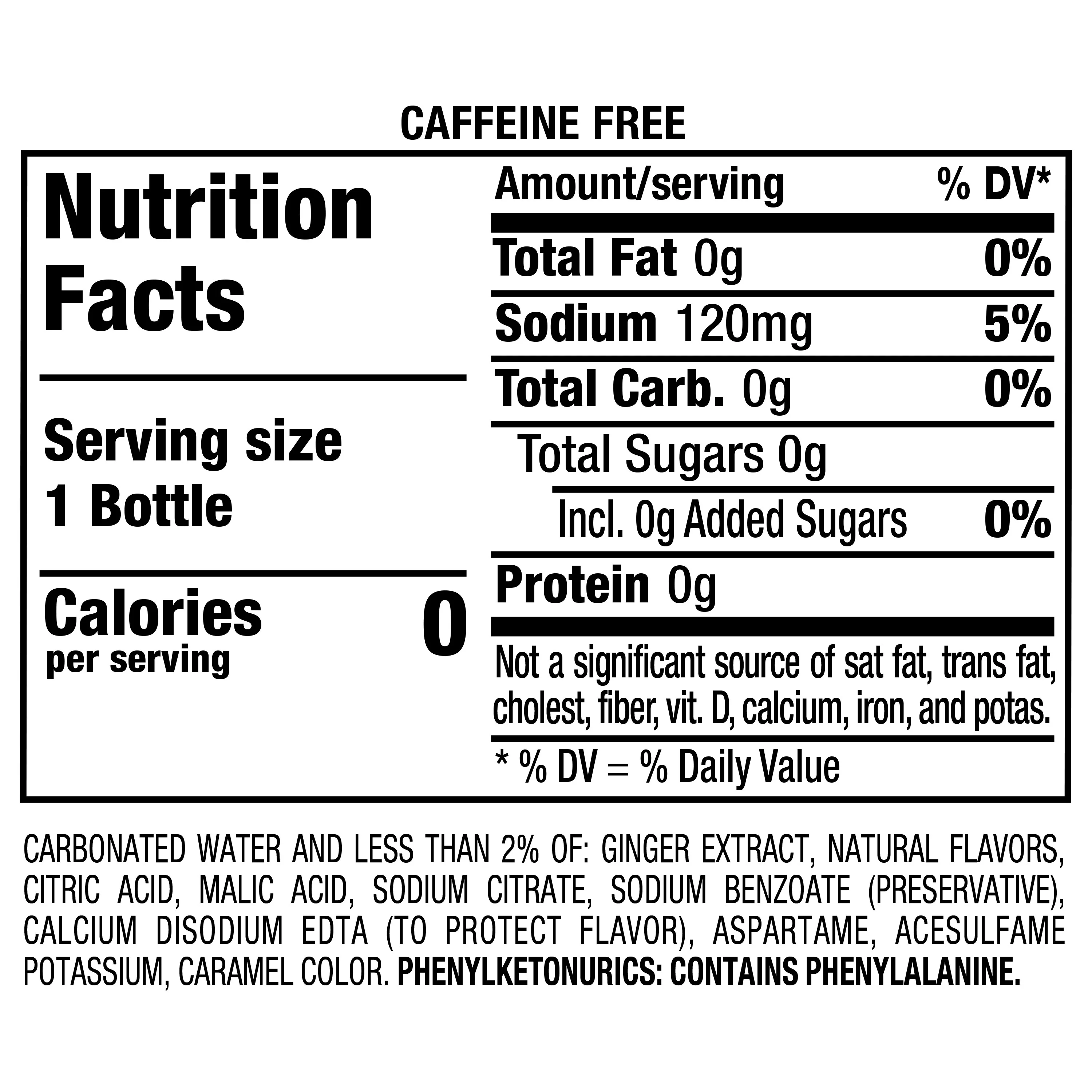 Canada Dry Zero Sugar Ginger Ale Soda Pop, 12 fl oz, 8 Pack Bottles