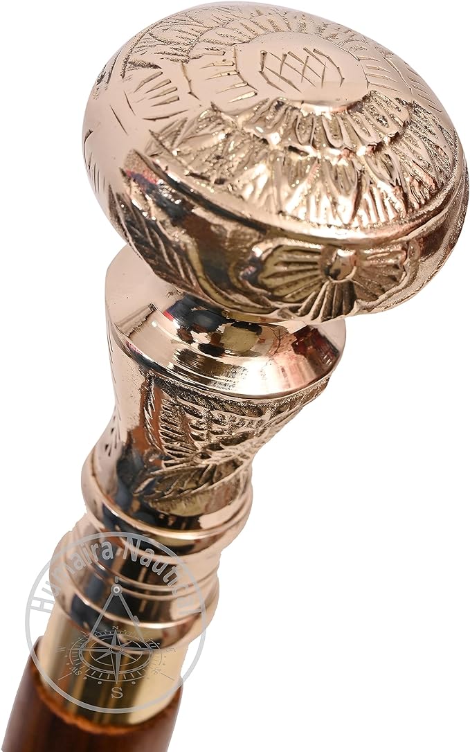 Asmara Nautical Vintage Brass Handle Victorian Telescope Fold able Wooden Walking Stick Walking Cane Ideal Gift