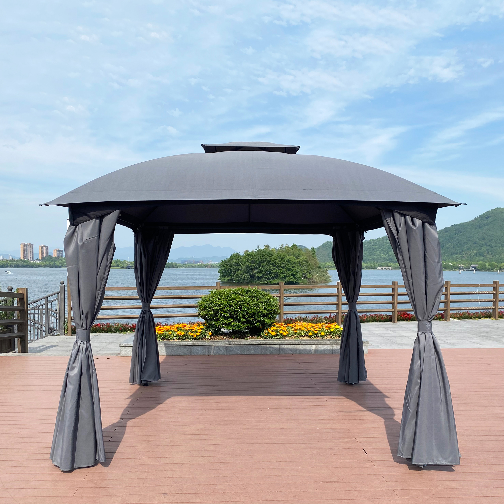 Abanopi 10x10 Ft Outdoor Patio Garden Gazebo Canopy, Outdoor Shading, Gazebo Tent With Curtains