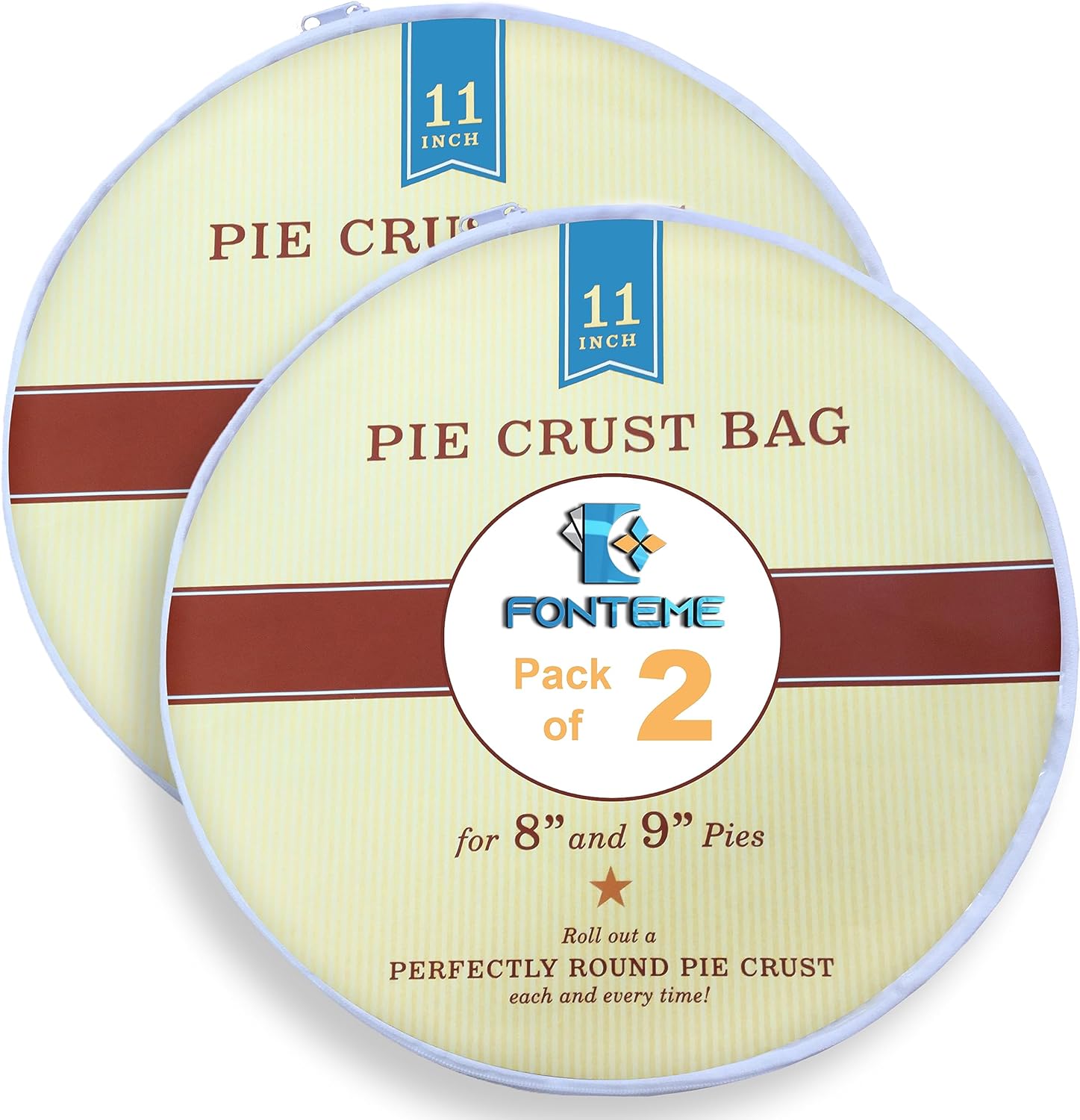 Fonteme Plastic Pie Crust Dough Rolling Bag - Set of 2 (11