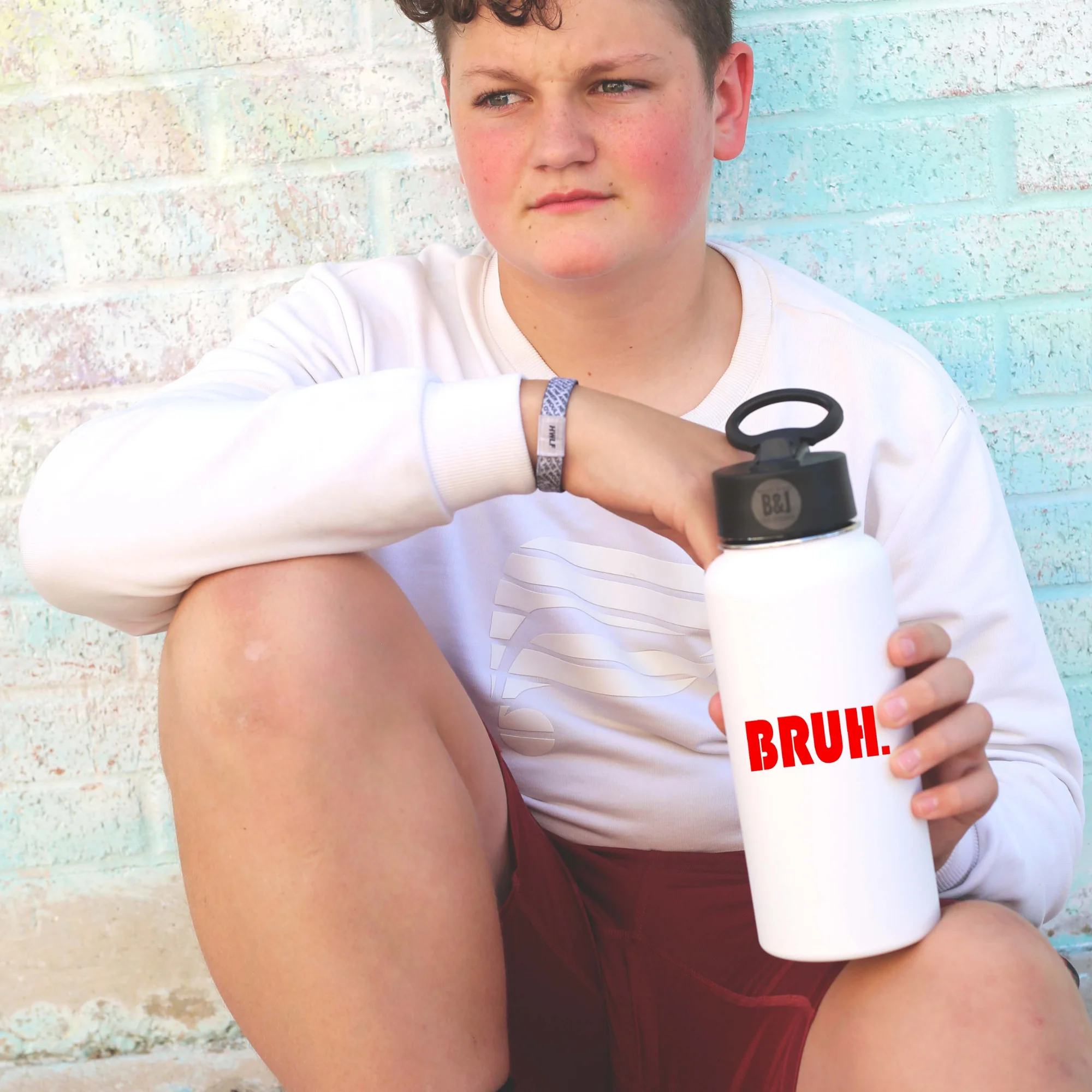 Bruh White 32 oz Water Bottle