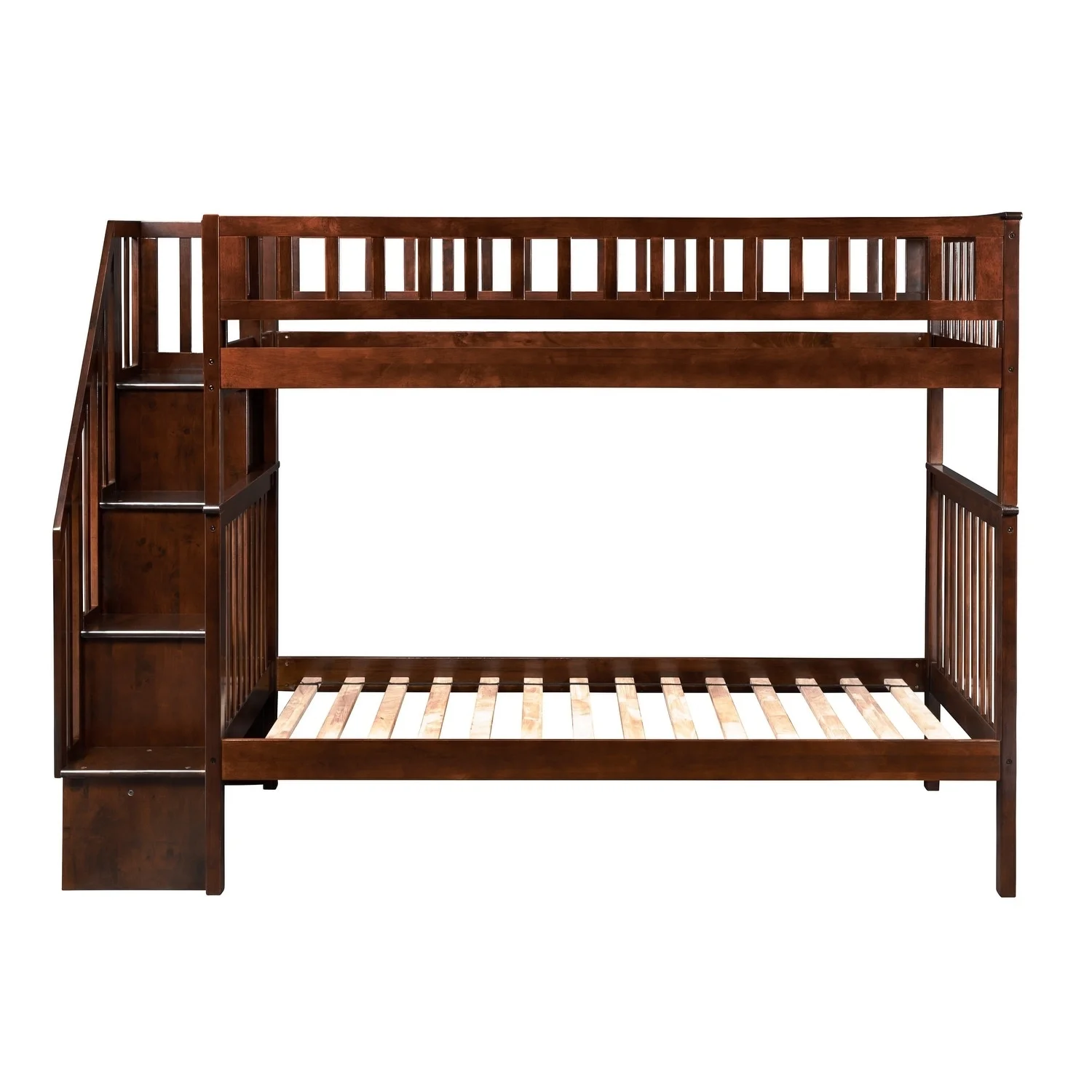 AFI Woodland Staircase Bunk Bed Twin over Twin in Walnut