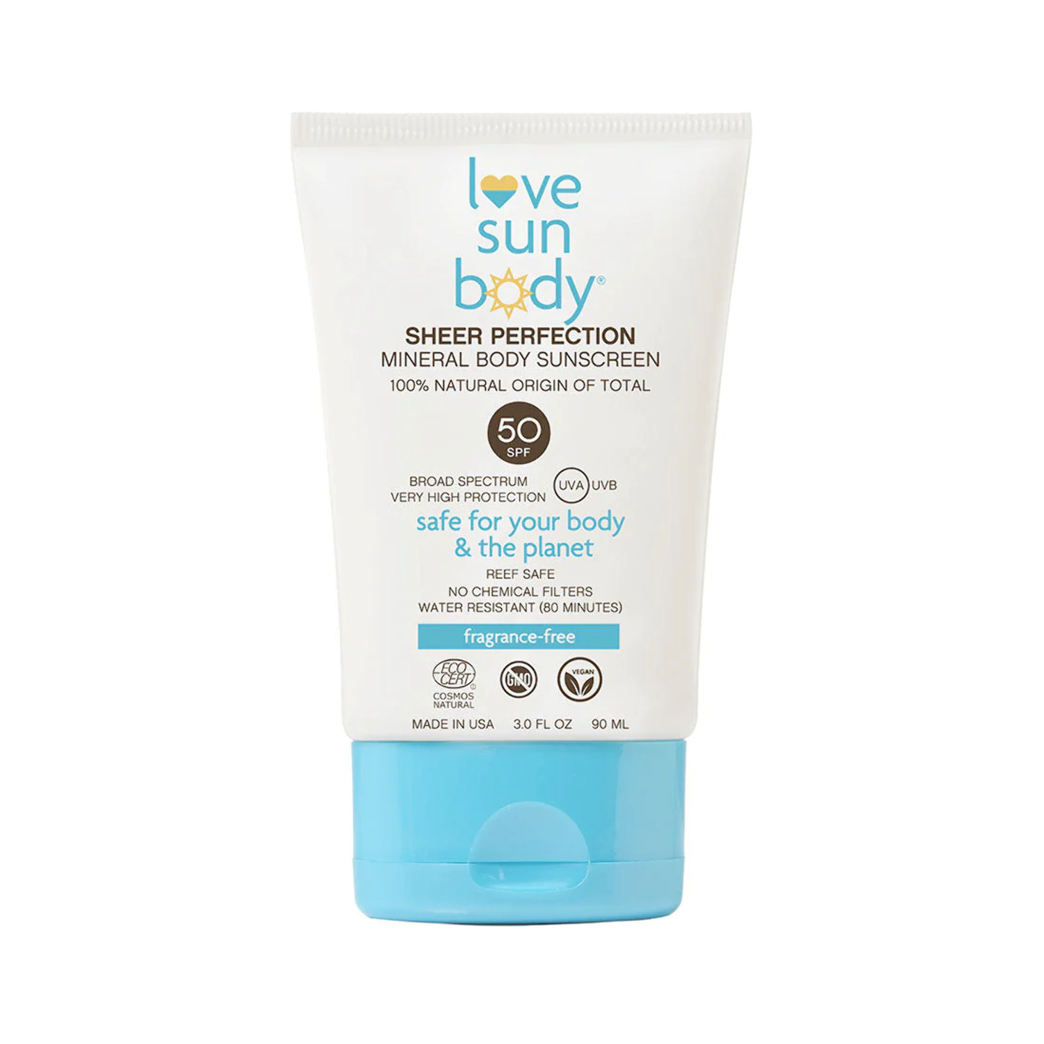 Love Sun Body Sheer Perfection Mineral Body Sunscreen SPF50 Fragrance-Free 90ml