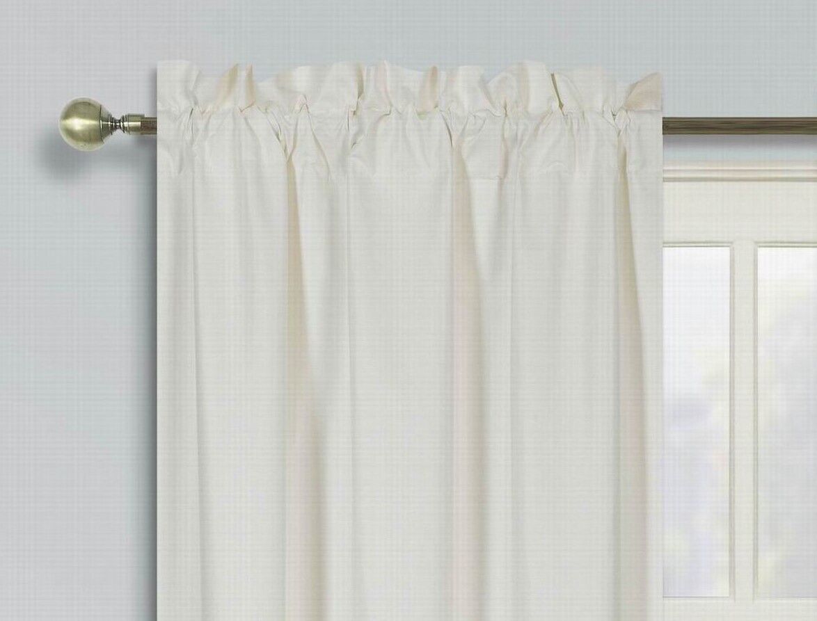 2 Piece ivory solid color matte light filtering blackout panel window curtain treatment with rod pocket 100% privacy 37