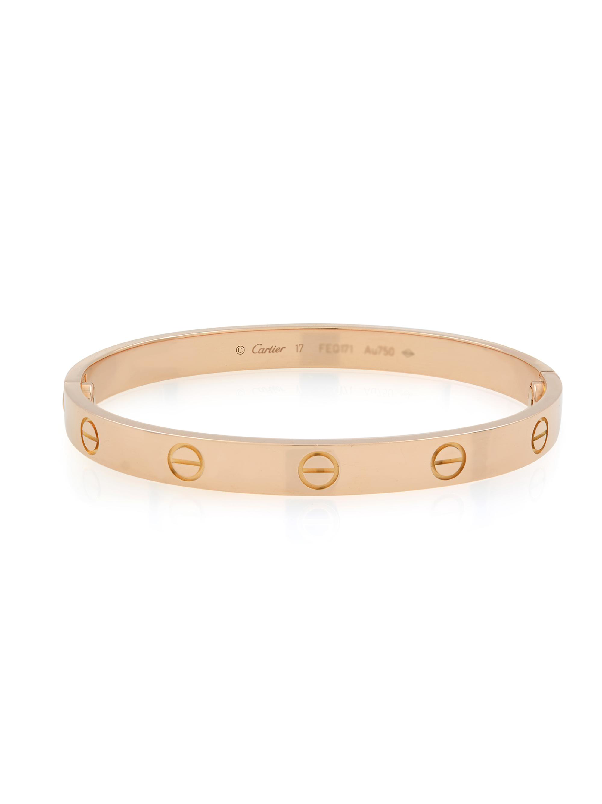 Cartier Love Bracelet Bangle 18K Rose Gold Size 17