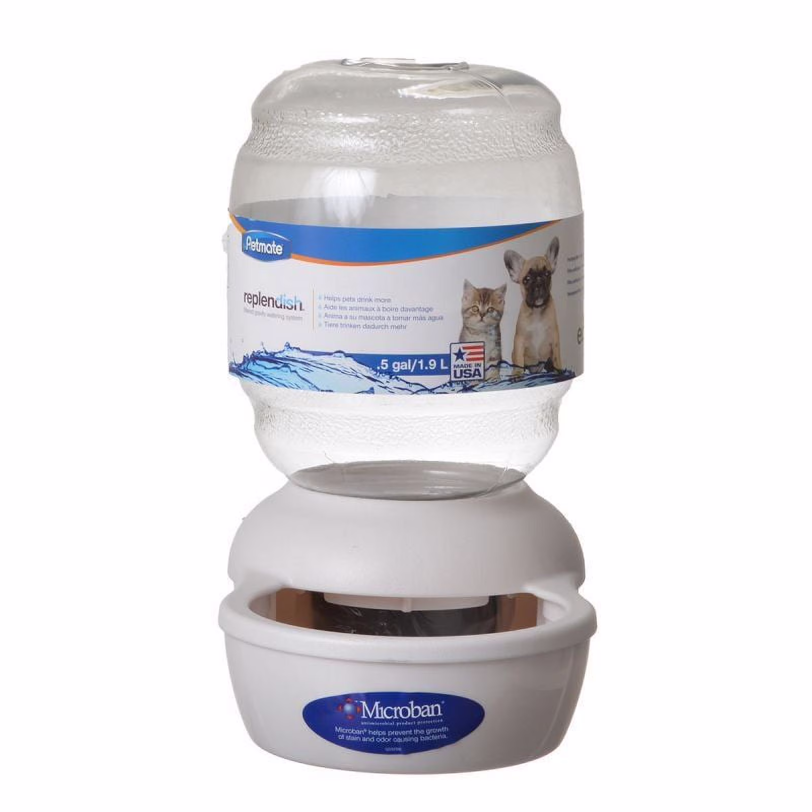 Petmate Replendish Waterer - Pearl Silver Gray [Dog, Waterers & Feeders] 0.5 Gallons