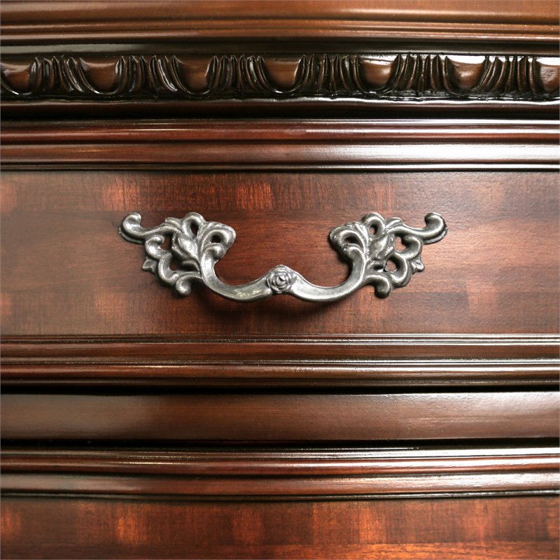 FOA Angelonia 3pc Brown Cherry Solid Wood Bedroom Set - Queen + 2 Nightstands