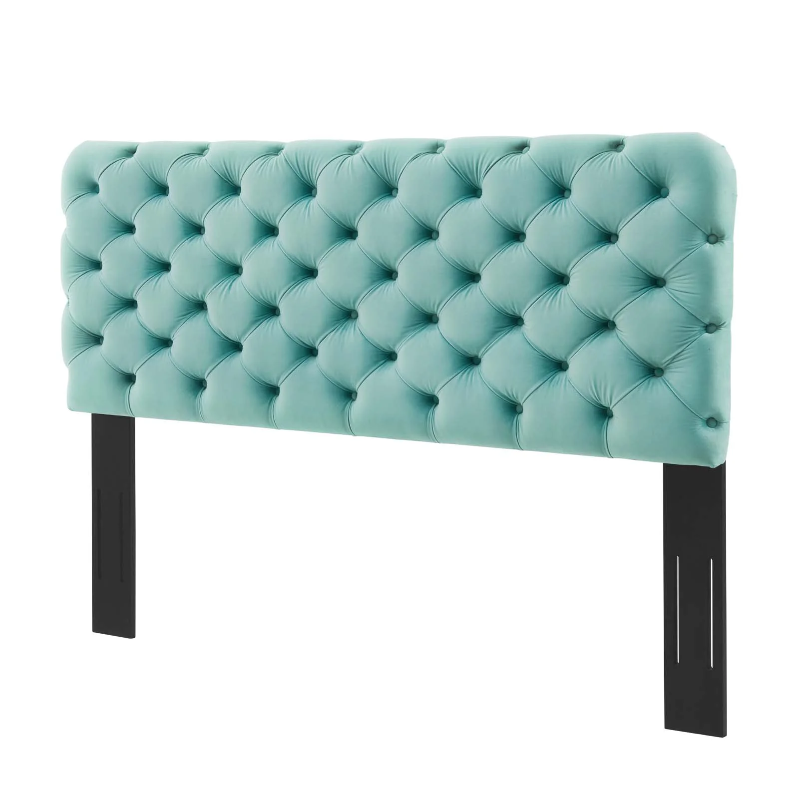 Tufted Headboard, King Size, Velvet, Blue, Modern Contemporary Urban Design, Bedroom Master Guest Suite