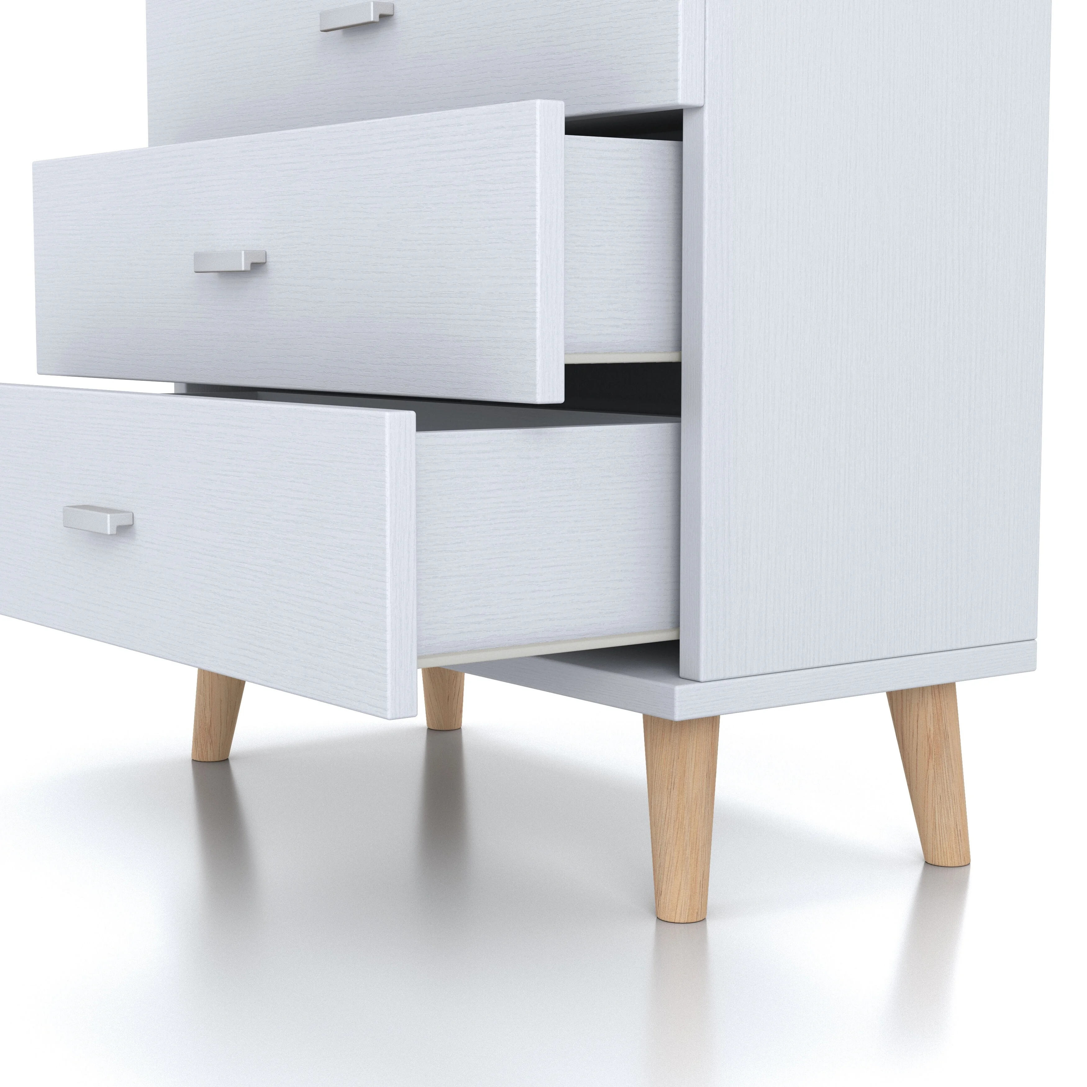 Denhour DH BASIC Mid-Century Modern White 4-Drawer Chest with Bar Pulls by