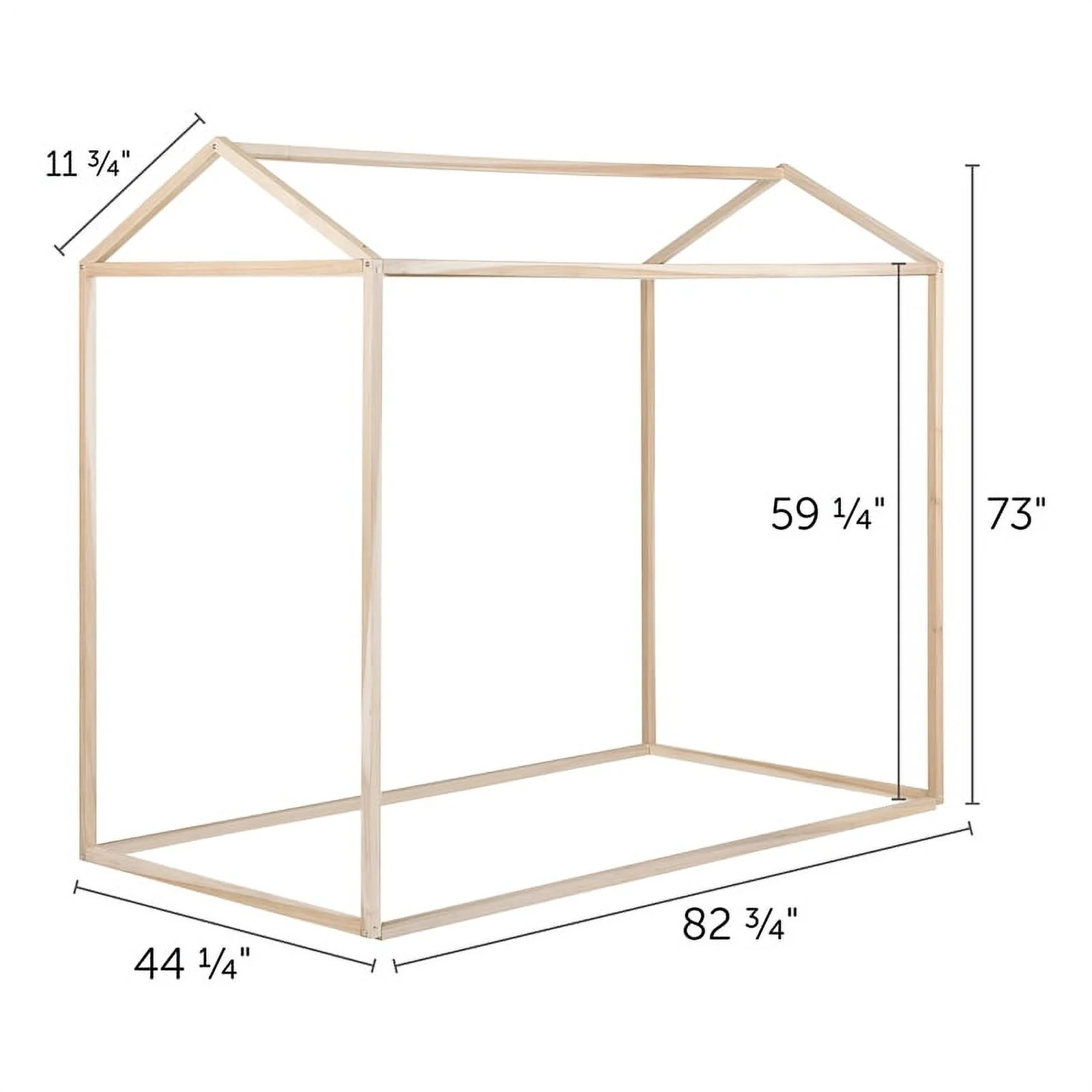 Pemberly Row Twin Canopy Bed Frame in Natural Poplar