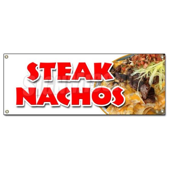 Steak Nachos Banner Sign - Snack Melted Mexican Chili Tacos Tex Mex Food