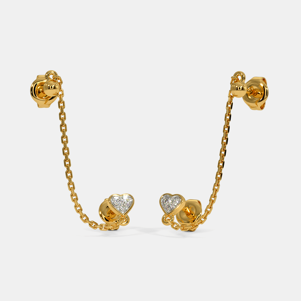 SILBERO INDIA The Kehau Multi-Pierced Stud Earrings: 18Kt Yellow Gold Marvel (2.06g) - 0.050 Ct Diamonds, Contemporary Chic with Multi-Piercing Glam