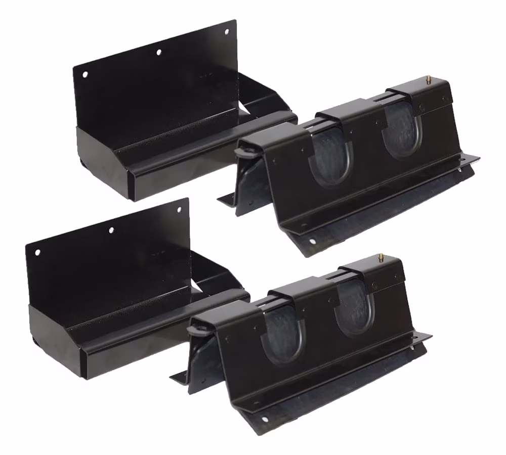 Double Holder for Cargo Load Bar Rod - Bolt-on to Truck Load Lock Bar Holder for Semi Truck & Semi Trailers - 2 Parts: Top Restraint with Rubber Pad + Bottom Foot Protector (Pack of 2)