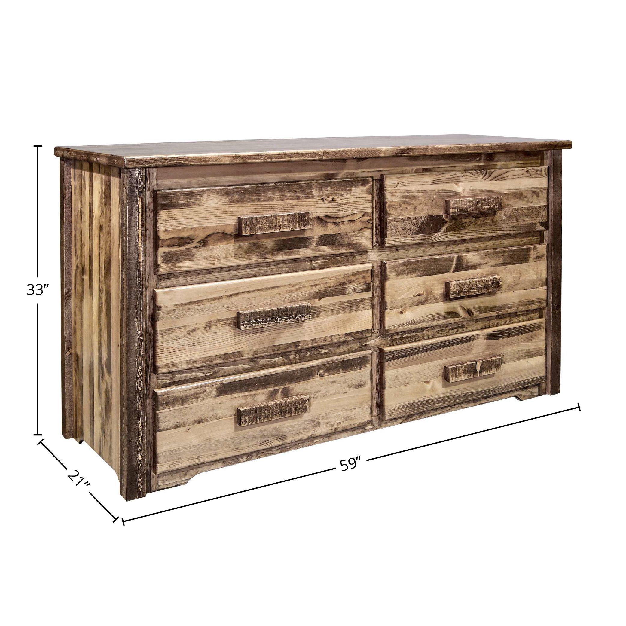 Homestead Collection 6 Drawer Dresser, Stain & Clear Lacquer Finish