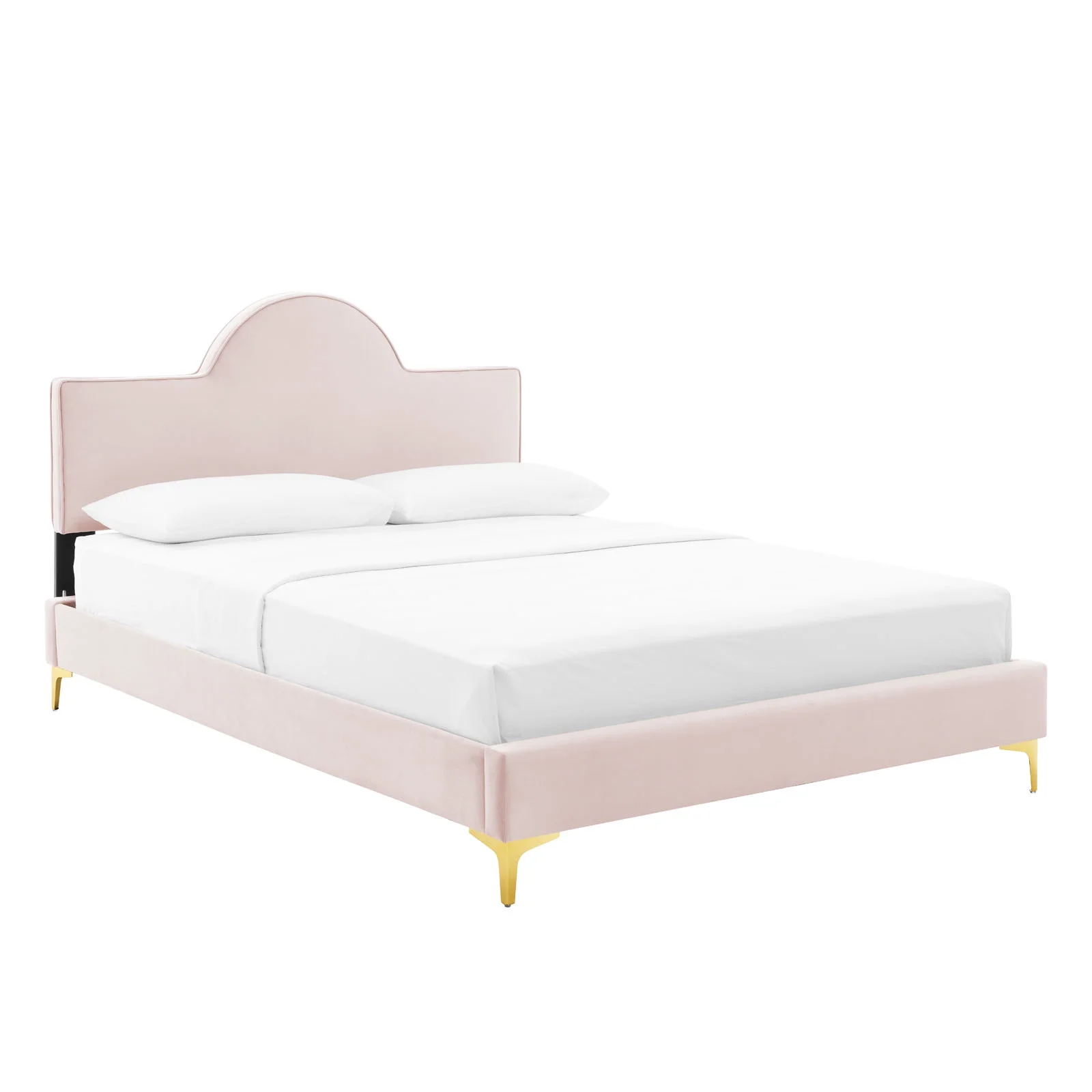 Modway Sunny Performance Velvet Queen Bed in Pink