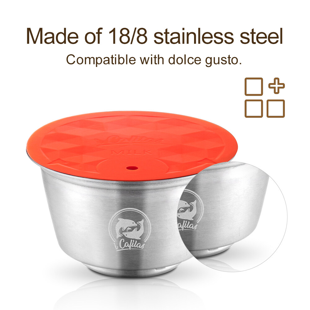 Leyfeng Reusable Milk Capsule Stainless Steel Refillable Milk Foam Pod Compatible with Dolce Gusto