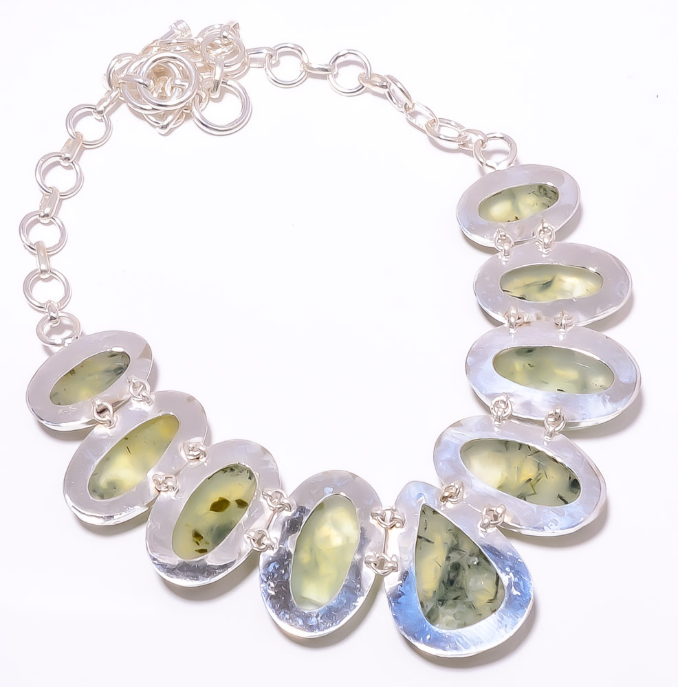Prehnite 925 Silver Plated Handmade Jewelry Necklace 17.99