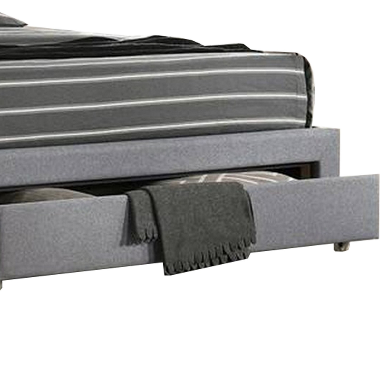 Nue Twin Upholstered Bed with Curved Tufted Headboard, Nailhead Trim, Gray- Saltoro Sherpi