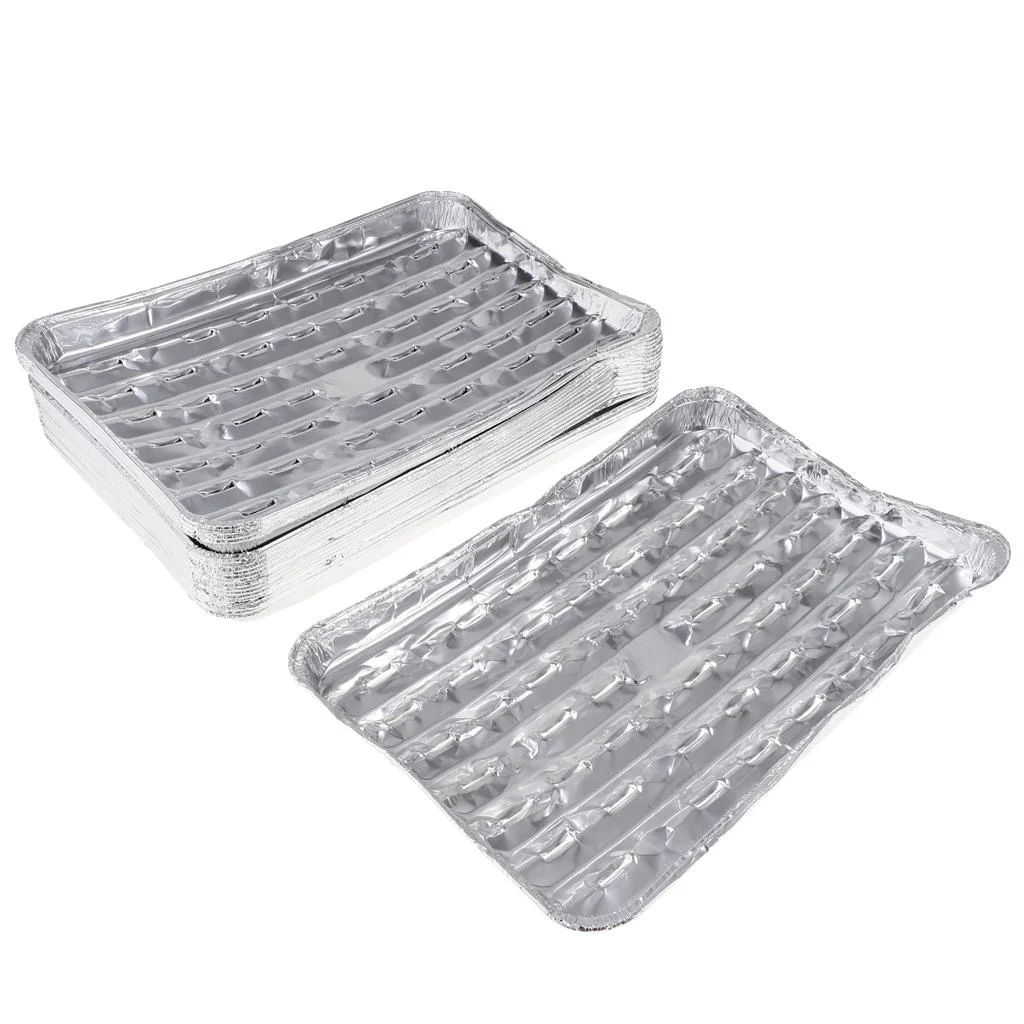 40pcs Aluminum Grilling Tray Rectangular BBQ Plate Disposable Cake Pan