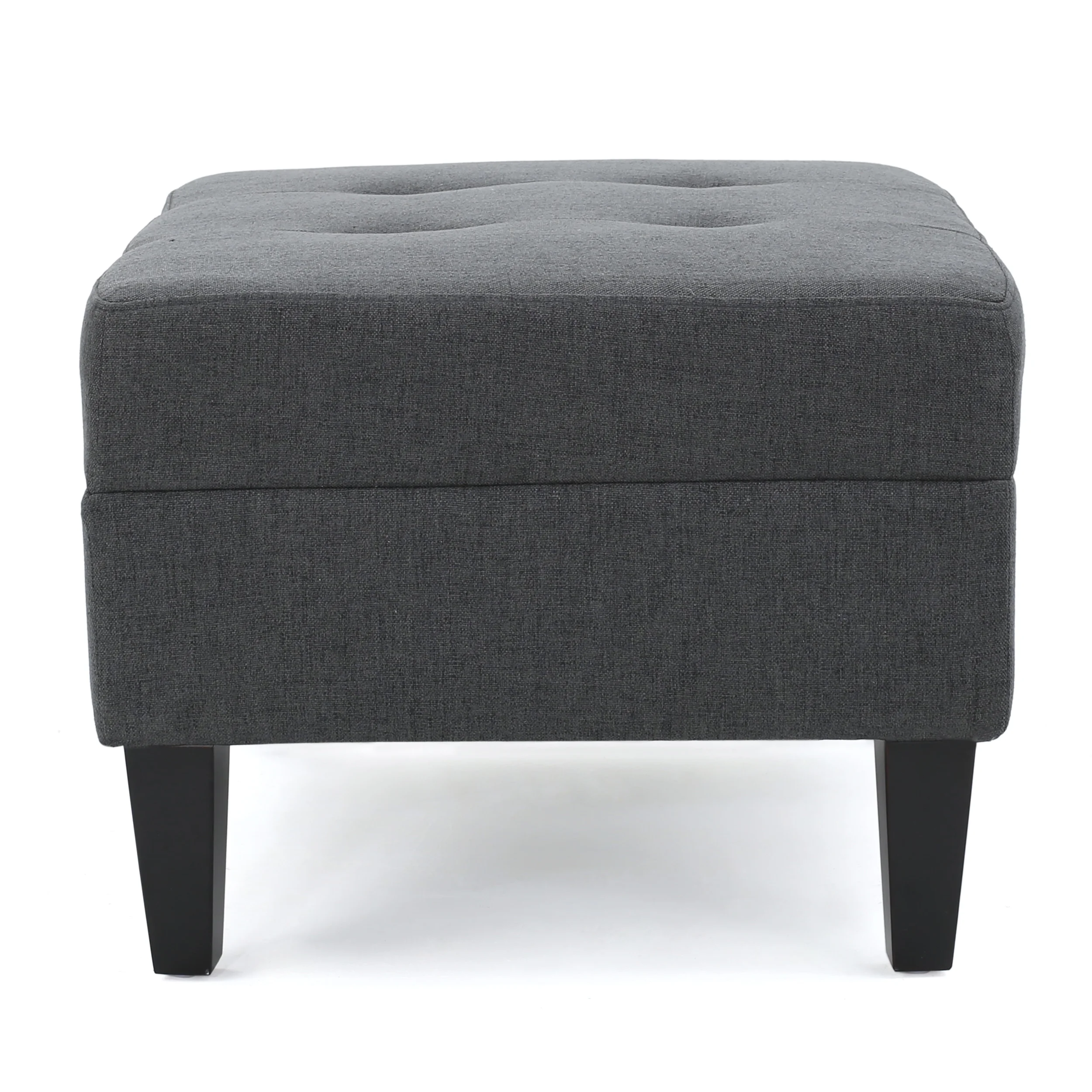 Noble House Sofija Fabric Tufted Ottoman, Dark Grey