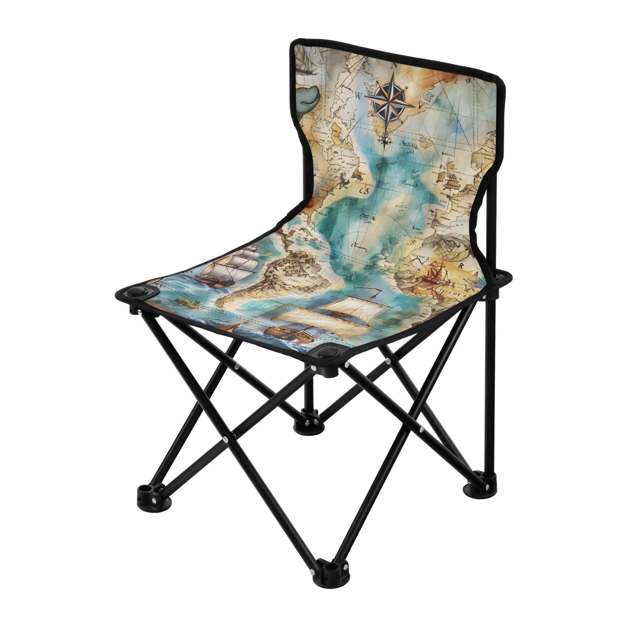 Sailing Ship Portable Camping Chair Outdoor Folding Beach Chair Fishing Chair Lawn Chair with Carry Bag Support to 220LBS