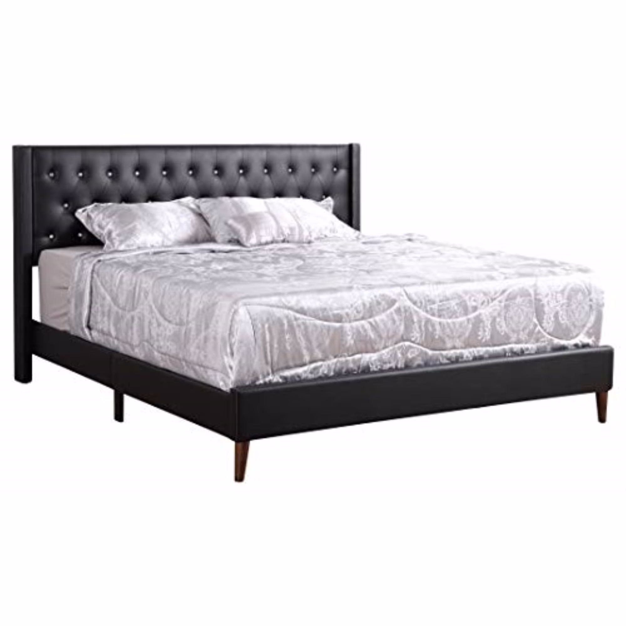 Glory Furniture Bergen Velvet Upholstered Queen Bed in Black