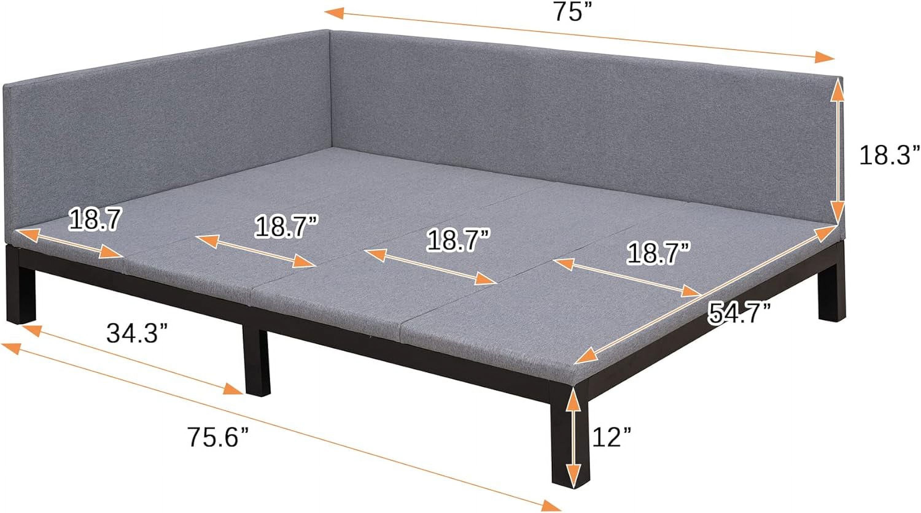 Upholsered Full Daybed Frame, Full Size Daybed Wih Sla Suppor, Surdy Woode Full Sofa Bed For Livig Room Bedroom, o Box Sprig eeded (Full, Gray)