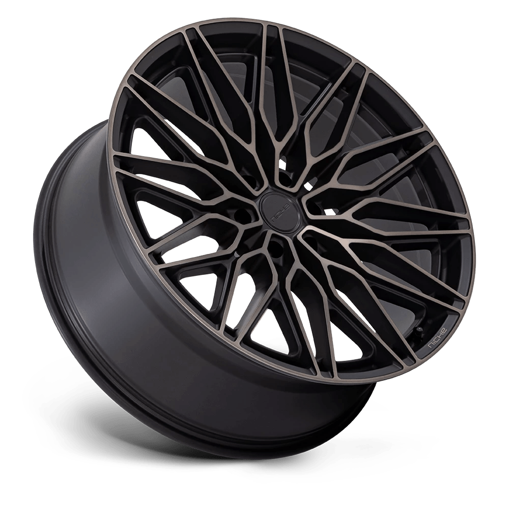 22x9.5 Niche NC278 Calabria 6 Matte Black Mach W/ Dark Tint Wheel 6x135 (30mm)