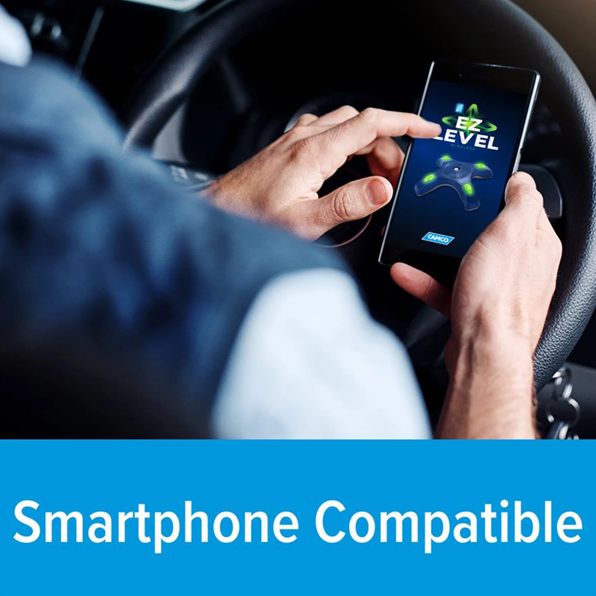 Camco Wireless RV EZ Level | Provides a Fast & Easy Way to Level Your RV | Smartphone Compatible | Easy Operation, Blue (25507)