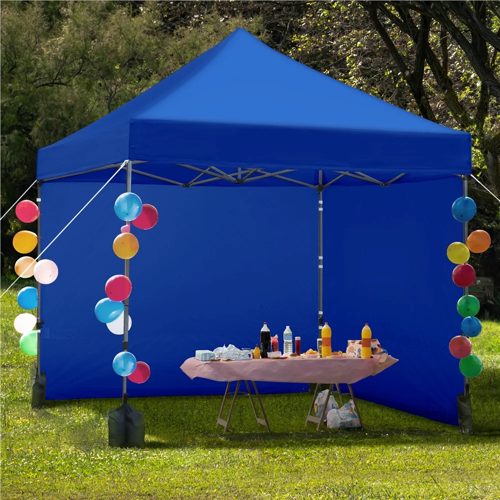 Yaheetech 10x10ft Pop Up Canopy Tent with 4 Removable Sidewalls, Navy Blue