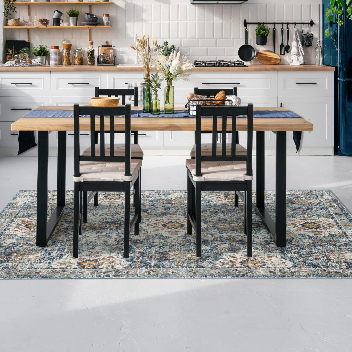 Luxe Weavers Vintage Oriental Medallion Blue 8x10 Area rug, Indoor Carpet