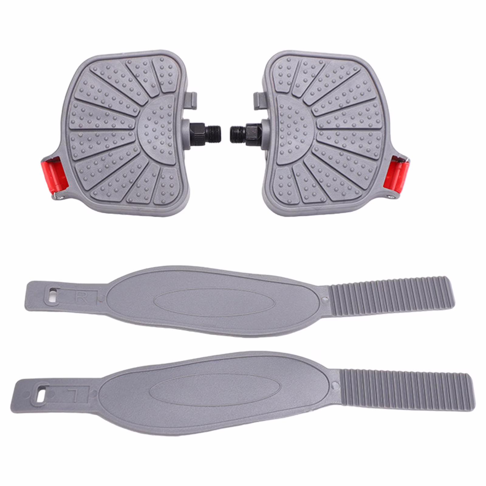 AMLESO 2 Pieces Exercise Bike Pedals with Adjustable Straps Widened Strips 1/2 or 9/16 Replacements for Stationary Bike Home or Gym 0.56inch Spindle