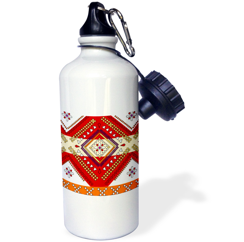 Aztec Andes Tribal Diamond Pattern Red and Orange 21 oz Sports Water Bottle wb-165802-1