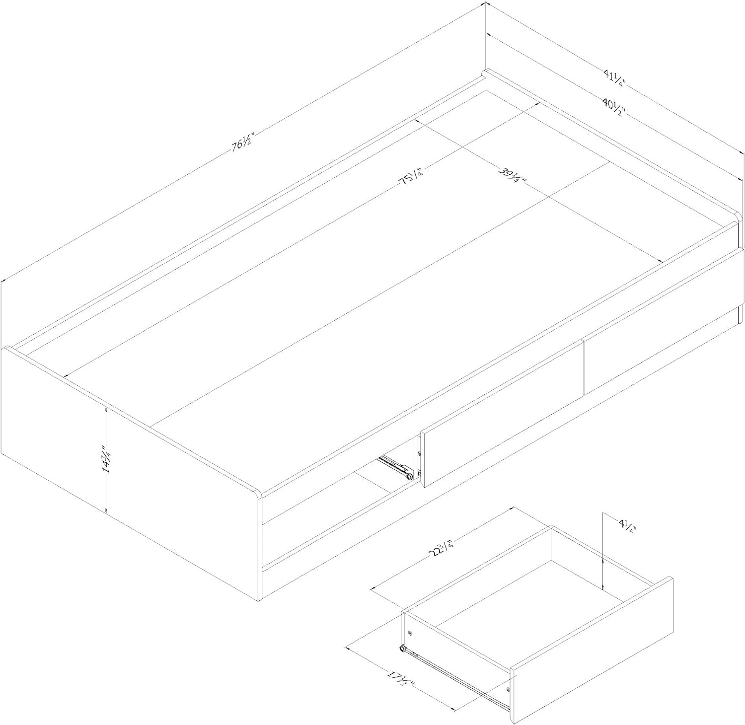 Hazen Mates Bed With 3 Drawers, , Navy Blue