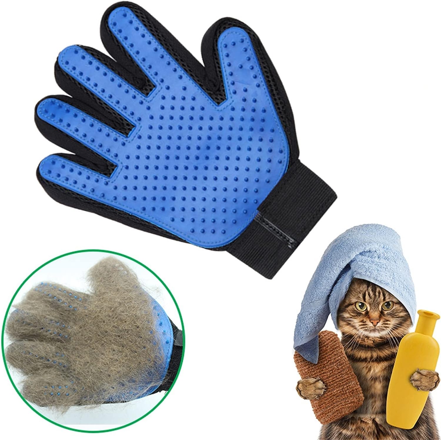 Dog Hair Remover Deshedding Brush Comb Glove for Animals Dogs Cats Grooming Tools Pet Supplies Puppy Cleaning Massage Products (Color : Blue Left, Size : Medium)