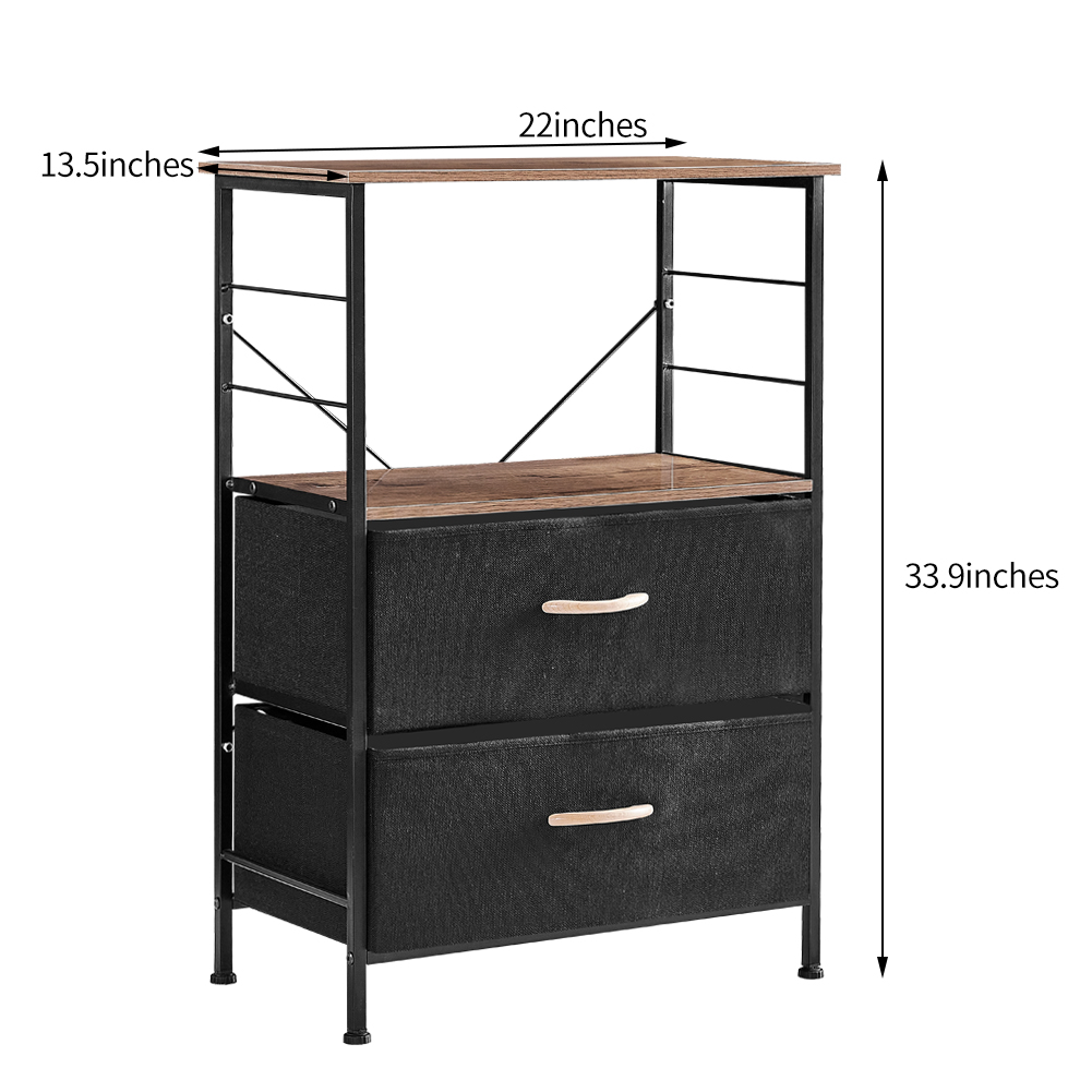 Musuos Bedside Table with 2 Fabric Drawers, Metal Frame Industrial Style