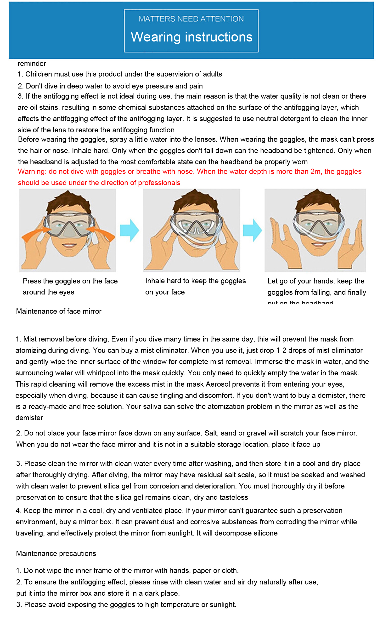 Summer Kids Swim Goggles, Clear View Pool Swimming Diving Mask with Nose Cover