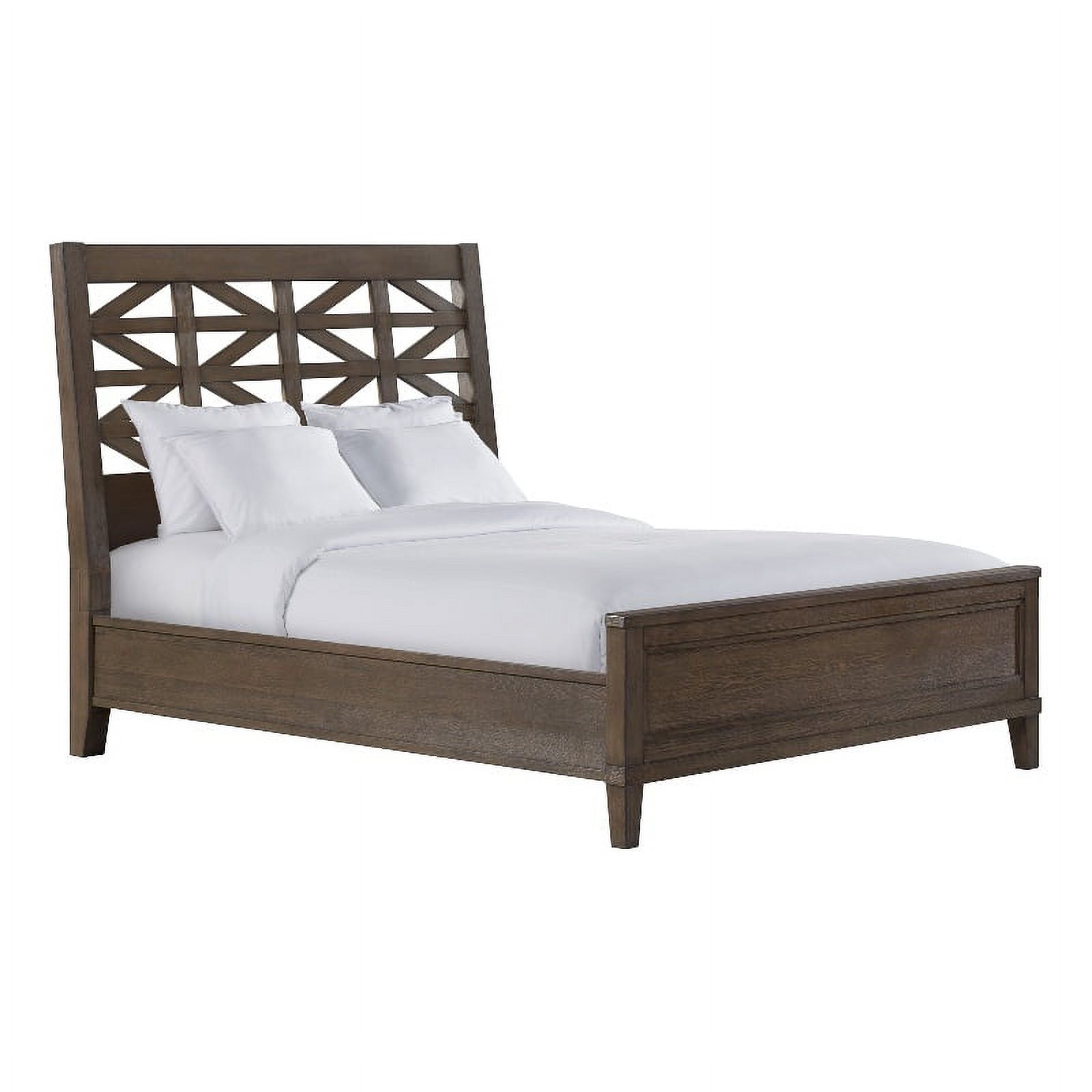 Intercon Furniture Preston Queen Bed with Lattice Headboard Weathered Oak finish