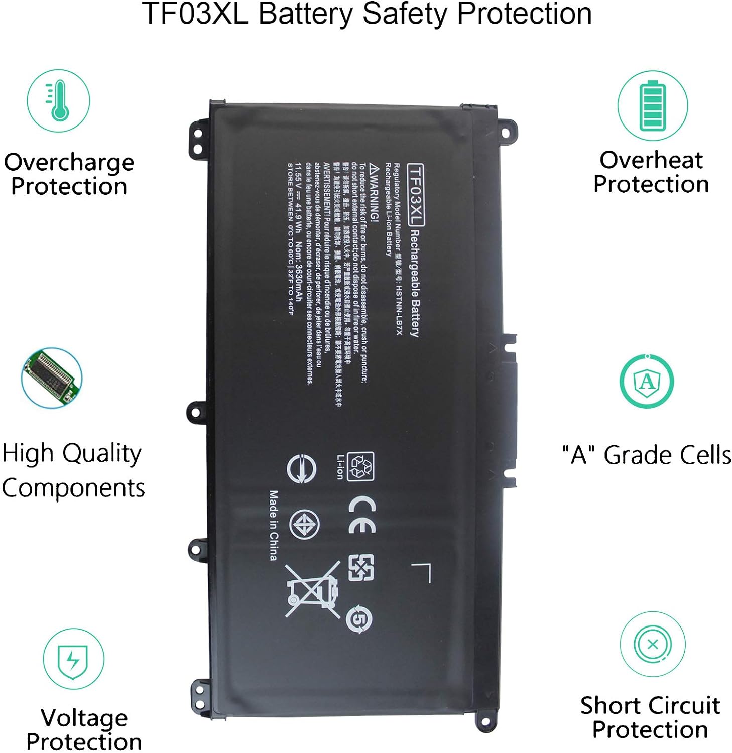 TF03XL TF03041XL Laptop Battery Compatible with HP Pavilion 15-CC023CL 15-CC050WM 15-CC563ST 17-AR050WM 15-CC 15-CD 14-BF 14-BK 14-BP Series 920046-421 920046-121 HSTNN-LB7X HSTNN-IB7Y HSTNN-LB7J