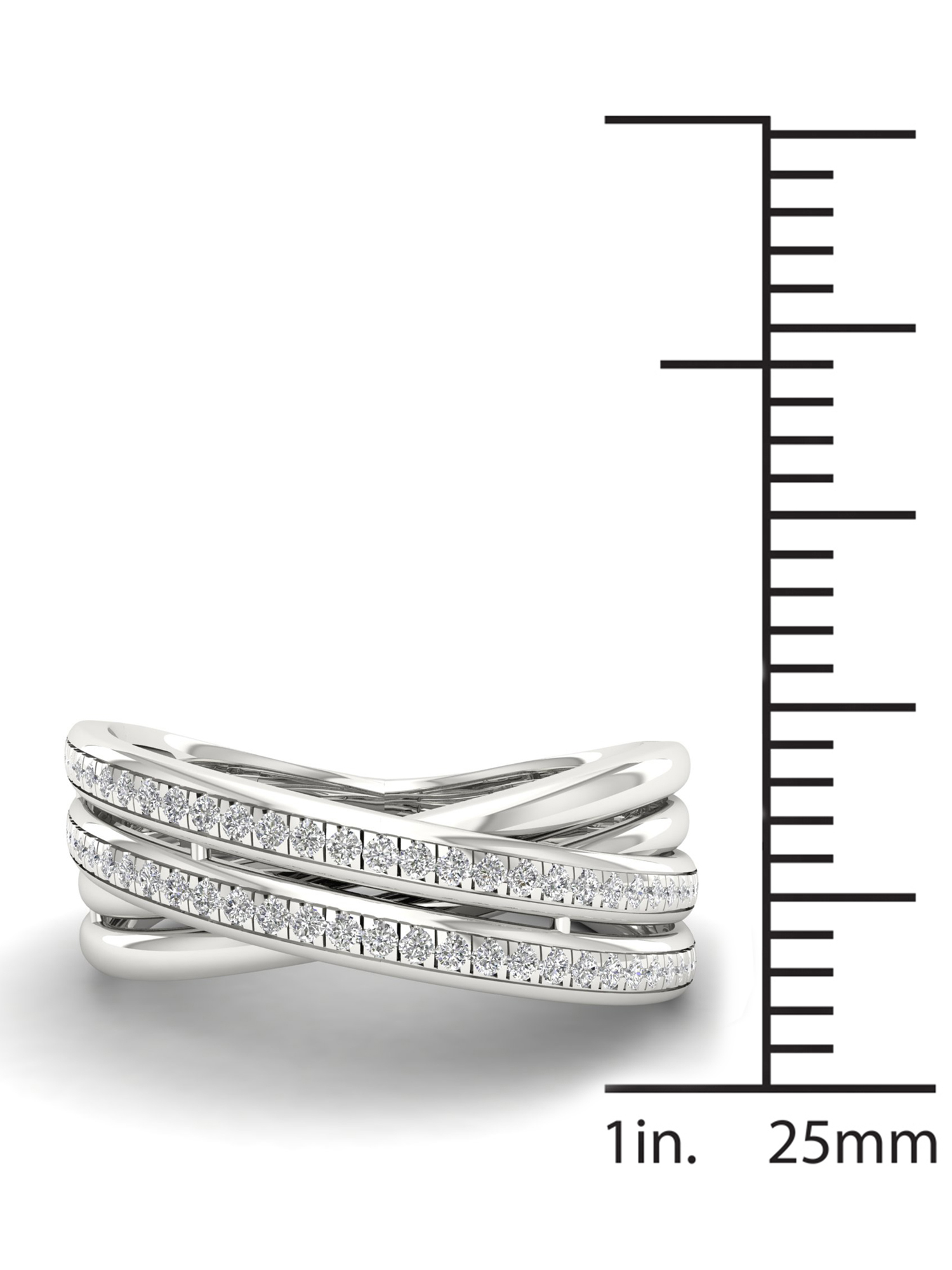 1/5Ct TDW Diamond S925 Sterling Silver Cross Over Ring